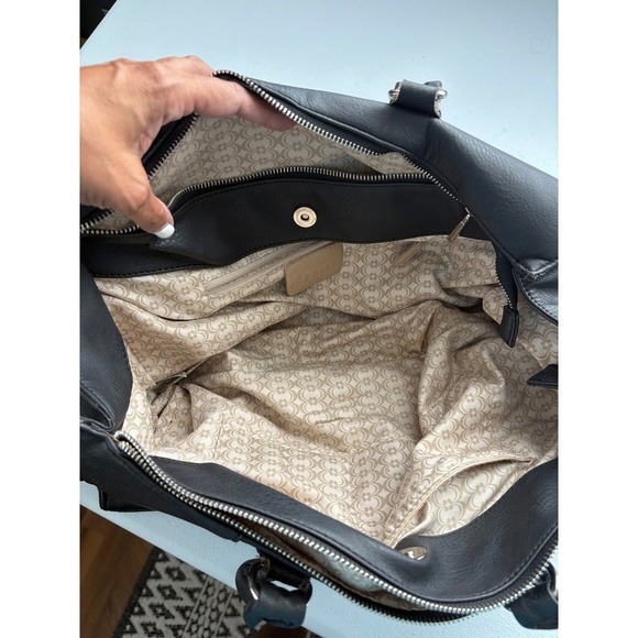 Charming Charlie Black Faux Leather Satchel Purse Tote Handbag Tassel - Picture 6 of 15